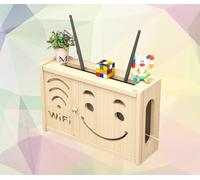 Estante de pared de madera para módem, enrutador, WiFi, caja de TV, solución de almacenamiento de 36 x 24 cm, elegante nizer montado en la pared para el hogar y la oficina y ahorro de espacio.