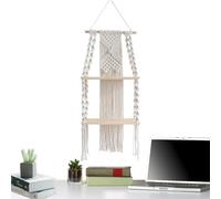 Estante de Pared de, Soporte Tejido Colgante de Granja | Estante Colgante de Pared de Bohemio de 2 Niveles, Organizador para Cocina, baño, Dormitorio, Sala de Estar