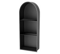 Estante de pared empotrado negro con luz LED, diseño de arco semicircular, estante de almacenamiento de nicho de ducha de acero inoxidable para baño, cocina, sala de estar y hotel (30 x 90 x 15 cm)