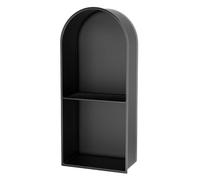 Estante de pared empotrado negro - Estante de almacenamiento de arco semicircular, nicho de ducha de acero inoxidable con luz LED para baño, cocina y sala de estar (28 x 62 x 15 cm)