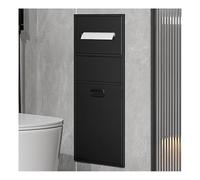 Estante de pared empotrado para baño con cubo de basura, solución de almacenamiento moderna que ahorra espacio para espacios organizados