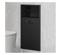 Estante de pared empotrado para baño con cubo de basura, solución de almacenamiento moderna que ahorra espacio para espacios organizados