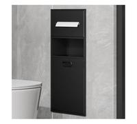Estante de pared empotrado para baño con cubo de basura, solución de almacenamiento moderna que ahorra espacio para espacios organizados