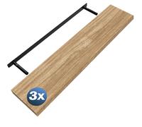 Estante de pared Estante suspendido 110cm juego de 3 roble + soporte