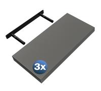 Estante de pared Estante suspendido 50cm juego de 3 gris + soporte
