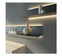 Estante de pared flotante LED - 1 estante lineal de metal con luz integrada para decoración elegante de baño, dormitorio y sala de estar, solución moderna de exhibición del hogar