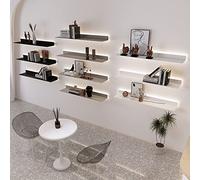 Estante de pared flotante LED con luz cálida, fácil instalación, construcción de aleación de aluminio, 120 cm, estantería blanca