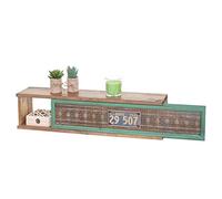 Estante de pared hwc-a43, estante para colgar, madera maciza de pino, Vintage, Patchwork 65 x 16 x 13 cm