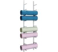 Estante de pared metálico for esterilla de yoga, organizador de almacenamiento de rodillos de espuma de 9 niveles y gran capacidad.(Bianco)