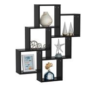 Estante de pared minzo 6 cubos negro 93x78x15 cm