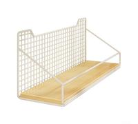 Estante de pared para dormitorio hecho de hierro y madera para almacenamiento de libros y soluciones compactas de organización de espacios (A)