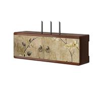 Estante de pared para enrutador, caja de almacenamiento WiFi de madera, gabinete de almacenamiento multimedia para sala de estar, sin bloqueo de señal, fácil instalación, solución de organización del