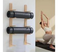 Estante de Pared para esterillas de Yoga: Estante de Almacenamiento de Madera de 5 Niveles, Adecuado para Rodillos de Espuma y Accesorios de Yoga, Que Ahorra Espacio, Ideal para Guardar Equi