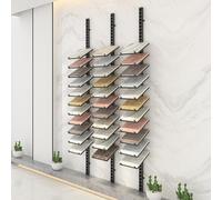 Estante De Pared para Exhibición De Azulejos, Estante Metálico para Muestras De Materiales De Construcción, Azulejos De Cerámica, Losas De Piedra, Black Three Pieces 200cm/78.7in