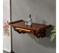Estante de pared tallado a mano con cajón extraíble, mesa de oración zen de madera para espacios pequeños