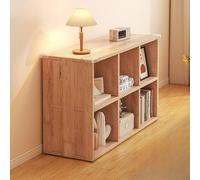 Estante de pino natural de 2 niveles con parte trasera cerrada para oficina en casa, 89 cm de largo x 30 cm de ancho x 60 cm de alto, solución de almacenamiento elegante, duradero, diseño moderno