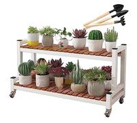 Estante De Plantas 2 Estantes 3 Estantes Soporte Para Flores, Estantería Planta Estante Construcción Metálica Con Ruedas, Estantería De Macetas Soporte De Exhibición De Plantas ( Color : White , Size