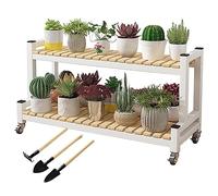 Estante De Plantas Estantería Storage Para Macetas, 2, 3 Niveles Escalera Para Flores De Estantería Ahorro De Espacio Soporte De Metal Con Ruedas, Fácil Montaje Estantería Para Plantas ( Color : White