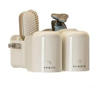 Estante de plástico para cepillos de dientes con taza de enjuague bucal y exprimidor de pasta de dientes, adición elegante a la decoración de tu baño (D)