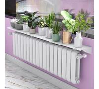 Estante de radiador blanco sin taladro, cubierta moderna de aleación de aluminio, solución de almacenamiento flotante a prueba de humo y polvo, apuesta de 60 cm para decoración del hogar y la oficina
