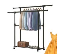 Estante de ropa resistente - Armario portátil, marco de acero | Organizador de ropa plegable, percha independiente para abrigos, pantalones, espacio de secado, tienda Offlce Uso en interiores