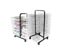 Estante de secado de arte de metal con ruedas, 25 estantes de lona para estudio y aula, solución de almacenamiento de arte portátil para artistas y artesanos