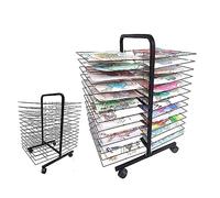 Estante de secado de arte móvil, almacenamiento de obras de arte de metal de doble cara con 26/38/50 estantes, ideal para estudios de arte y aulas, duradero para pinturas y dibujos