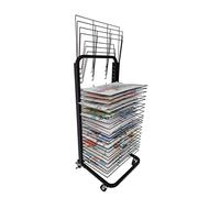 Estante de secado de arte móvil con 25 estantes extraíbles, solución de almacenamiento de lona para el aula sobre ruedas para pinturas, dibujos y nización de obras de arte, diseño resistente de acero