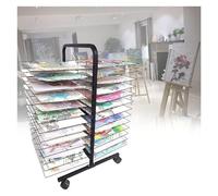 Estante de secado de arte móvil de alta calidad, 50 estantes, soporte de pintura de metal con 25 capas extraíbles, 4 ruedas rodantes, solución versátil de almacenamiento y secado de arte sobre ruedas