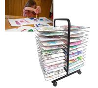 Estante de secado de arte móvil de doble cara, estante de pie de 26 niveles con ruedas, solución de almacenamiento de arte plegable para un secado eficiente y ahorro de espacio