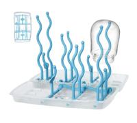 Estante de secado de biberones, secadora de estante de botella con base de BPA, el organizador de bebés gratis sostiene 8 botellas diseño de algas marinas organizador portátil de soporte portáti..