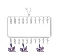 Estante de secado de calcetines resistente al viento, colgador de de 32 clips, brasier de alta tensión y organizador delicado, estante plegable que ahorra espacio, tendedero de ropa con gancho