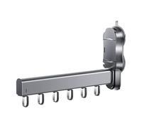 Estante de secado de lavandería - 48.5x17x5.5cm Wall Mount Folding Rod | Space Saver Suction Cup Retractable Clothes Hanger con 10kg de capacidad de carga | for Drying Socks Lencería Towels Accesorios