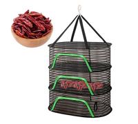 Estante de secado de malla, cesta de secado de 3 capas con gancho resistente al viento y cremalleras, estante de secado de verduras grande y fuerte, secador de malla portátil para verduras, pescado,