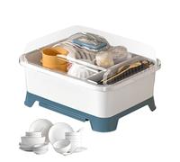 Estante de secado de platos con tapa - Organizador de bandeja de cocina y oblea, caja de almacenamiento multifuncional | Drenar cubiertos para encimera, soporte de botella de alla