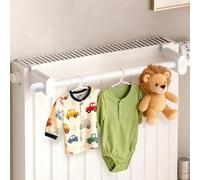 Estante de secado de radiador de 50 cm, colgador de toallas sobre el calentador para calentadores de 0,3 a 2 m, tendedero de ropa sin taladrar que ahorra espacio con ganchos, blanco (un solo polo)