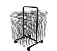 Estante de secado móvil de doble cara con 50 estantes, perfecto para aulas, estudios y hogares, 3 fáciles de mover sobre ruedas, solución eficiente de almacenamiento y secado de obras de arte