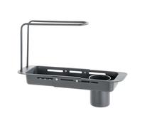 Estante de secado para fregadero de cocina - Placa de hierro pulido, losa rígida gris, barra sólida cromada | Hardware saneamiento Holding Utility Land Ground Local Space Yard Floor Road Club Shop