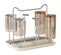 Estante de secado para vasos con bandeja drenable integrada para una mejor higiene y organización eficiente en escritorios (blanco)