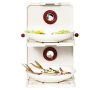 Estante de succión plegable para alimentos, 2 capas montadas en la pared para preparar alimentos | No Punch Multi-functional Strong Load-Bearing Vegetable Storage Station For Smooth Surfaces