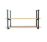 Estante de techo de madera maciza de hierro para cocina industrial retro, estantes flotantes colgantes, estante decorativo de 2 niveles para montaje en el techo, fácil de instalar, 4 tamaños (negro,