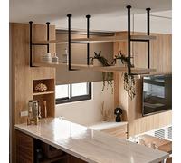 Estante de techo para ollas sartenes de cocina estantes flotantes de 2 niveles estantes de almacenamiento de pared para plantas y flores, botellero para bares y restaurantes.(2-layer 80x30x80cm)