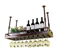 Estante de Techo Vintage Industrial, Estante de Vino de Metal de Techo, Soporte de Copa Colgante, Altura Ajustable, Cocinas de Bar Estante de Vino Estante de exhibición Estante de decoración