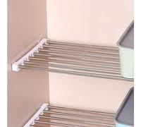 Estante de tensión ajustable para armario, barra de metal expandible con separadores escalables para armario, almacenamiento de ropa y taquillas, 24 cm de ancho, se adapta a espacios de 75 a 130 cm.