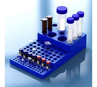 Estante de tubo centrífugo, soporte trapezoidal multifuncional para tubo de ensayo de 0,2 a 50 ml, soporte de 92 agujeros para frascos de tubo de laboratorio, azul, plástico(Pack de 1)