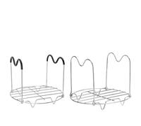 Estante de vapor de acero inoxidable de 2 piezas para ollas a presión con asas de silicona resistentes al calor, acceso multifuncional al vapor, refrigeración y asado (sin silicona)