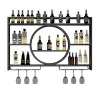 Estante de Vidrio para Copas de Vino Montado en La Paredde, Botellero De Metal Moderno Montado En La Pared,Estante para Botellas de Vino y Copas de Vino,Botellero De Almacenamiento Multifuncional