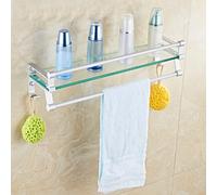 Estante de vidrio templado para baño, estantes de pared para condimentos, organizadores de baño y soportes de toallas de almacenamiento con 2 ganchos para el hogar, hotel, apartamento, cocina