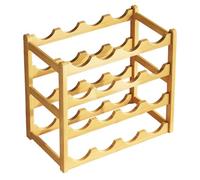 Estante de vino - 20 soportes para botellas, apilables, ahorro de espacio, soporte de madera para vino, estante para botellas de 4 niveles, organizador de botellas de madera maciza, soporte de
