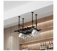 Estante de vino ajustable de metal montado en la pared con soporte de vidrio para el hogar, bar y cocina, elegante organizador de mostrador que ahorra espacio (60 x 30 cm)